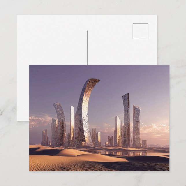 Carte Postale Futuristic Surreal Skyscrapers In Desert Landscape (Devant / Derrière)