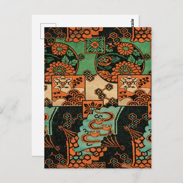 Carte Postale G.A. Audsley Motif de ventilateur asiatique (Devant / Derrière)