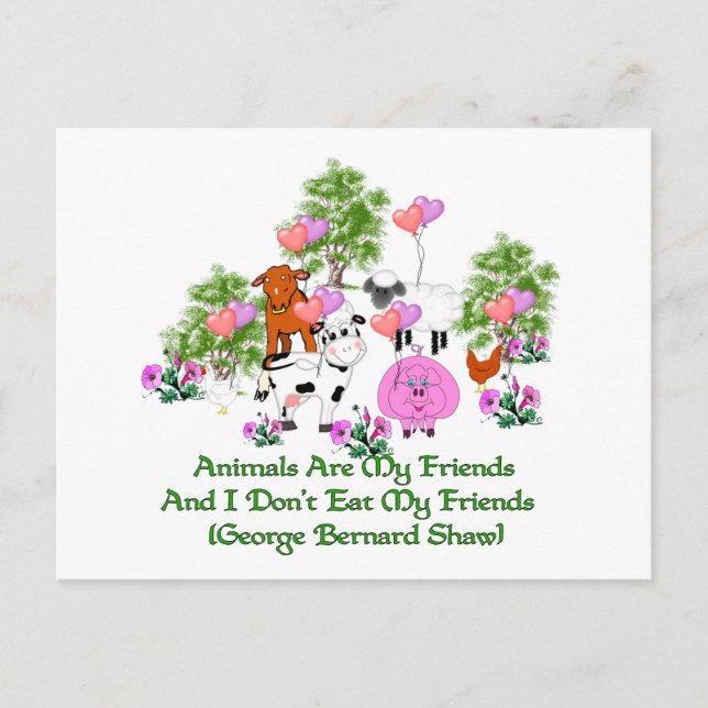 Carte Postale G. B. Shaw Citation végétarienne (Devant)