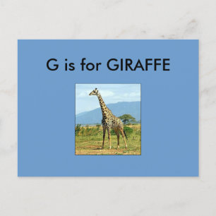 Carte Postale "G" est pour Giraffe Alphabet