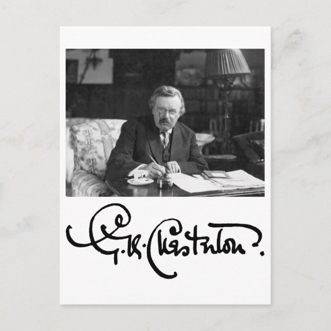Carte Postale G.K. Chesterton au travail (Devant)