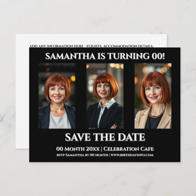 Carte Postale Gabarit de fête de photo 3 pour un anniversaire si (Devant / Derrière)