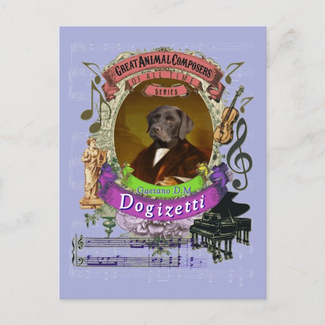 Carte Postale Gaetano Dogizetti Chien Animal Composer Donizetti (Devant)
