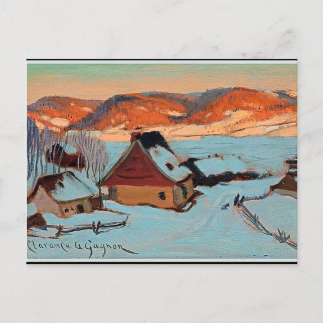 Carte Postale Gagnon - crépuscule - Hiver au Québec (Devant)