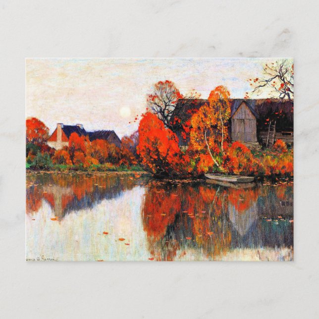 Carte Postale Gagnon - L'étang en octobre, peinture d'art, (Devant)