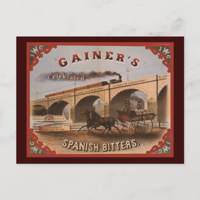 Carte Postale Gainer's Spanish Bitters (Devant)