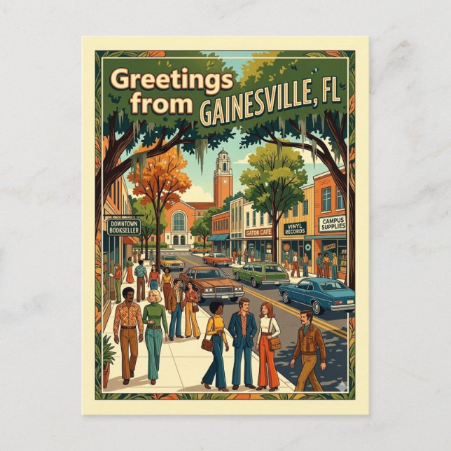 Carte Postale Gainesville FL Salutations Rétro Inspiré des Année (Devant)