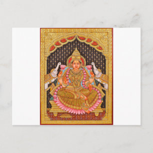 CARTE POSTALE GAJA LAKSHMI INTRIQUE TANJORE PEINTURE {SOUTH IND