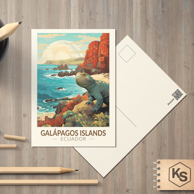 Carte Postale Galapagos Îles Voyage Art Vintage (Créateur téléchargé)