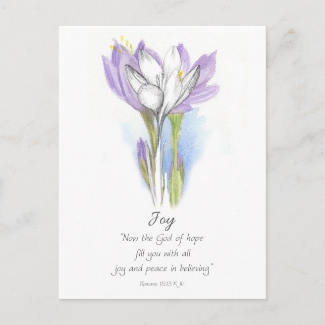 Carte Postale Galates Fruit de l'Esprit Joie Écriture Crocus (Devant)