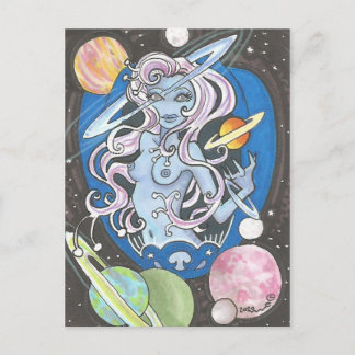 Carte Postale Galaxia Sci-Fi Space Girl Planètes imaginaires Car
