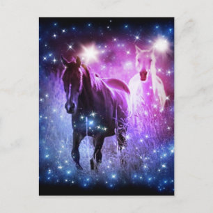 Carte Postale Galaxie romantique bleu violet étoiles Galloping H