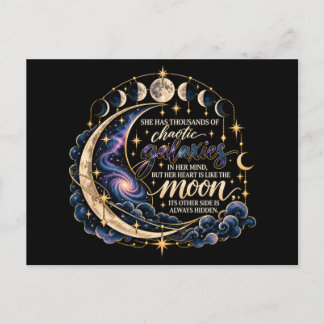 Carte Postale Galaxies chaotiques & Phase lunaire Littéraire cél