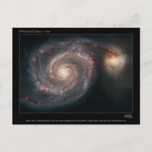 Carte Postale Galaxies du tourbillon M51 et du compagnon (Devant)