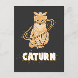 Carte Postale Galaxy Cat Astronaut Saturn Planet Space Kitten
