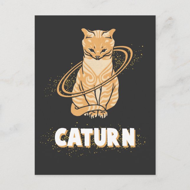 Carte Postale Galaxy Cat Astronaut Saturn Planet Space Kitten (Devant)