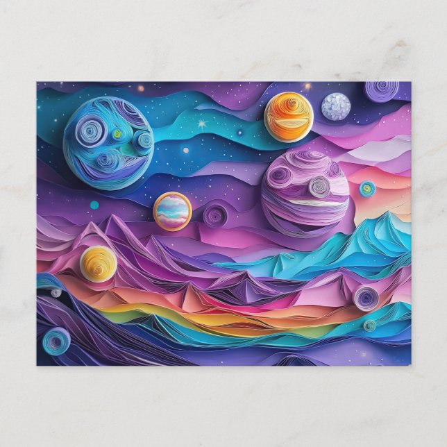 Carte Postale Galaxy Espace extra-atmosphérique Étoiles Planètes (Devant)