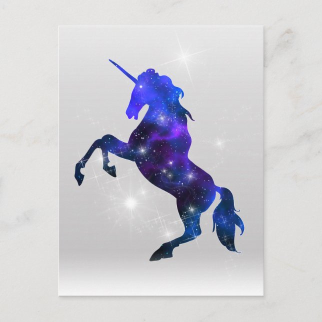 Carte Postale Galaxy rose belle licorne brillant image (Devant)