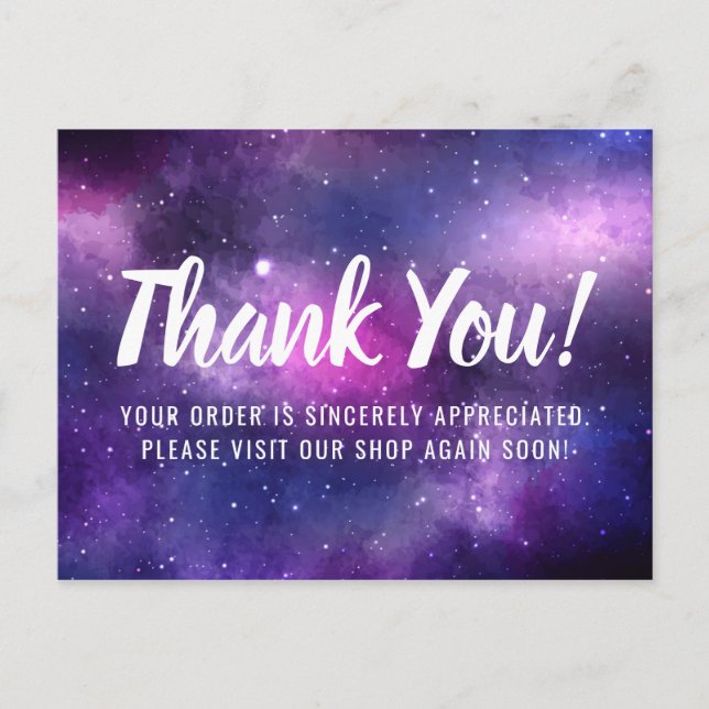 Carte Postale Galaxy Space Stars Ultra violet violet Merci (Devant)
