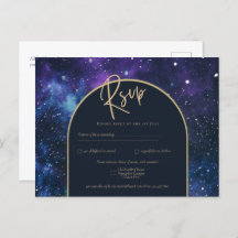Galaxy Starry Nuit Violet Bleu Or Mariage RSVP