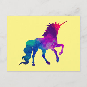 Carte Postale Galaxy Unicorn dans les couleurs du ciel de bleu e