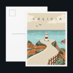 Carte Postale Galicia Espagne Illustration Vintage voyage<br><div class="desc">Galice Espagne Art Vintage lieu de voyage illustration</div>