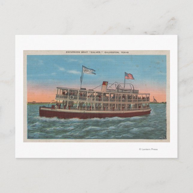 Carte Postale Galveston, TX - Vue du Galvez (Devant)