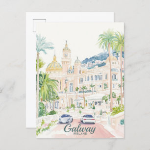 Carte Postale Galway Irlande Peinture Gouache Illustration Voyag
