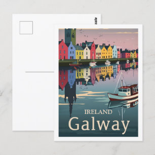 Carte Postale Galway Irlande Vintage célèbre Travel Place
