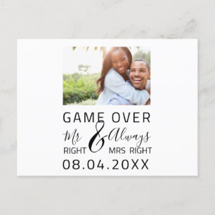 Carte Postale Game Over Funny Save The Date Photo de mariage