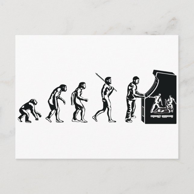 Carte Postale Gamer Evolution - Jeux vidéo Geek Arcade (Devant)