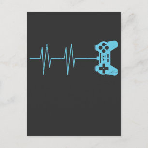 Carte Postale Gamer Heartbeat T-Shirt Vidéo Jeu Lover Cadeau