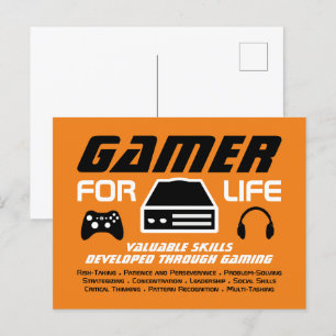 Carte Postale Gamer pour la vie