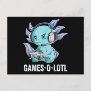 Carte Postale Gamesolotl Axolotl Vidéo Gamer Kawaii Anime garçon