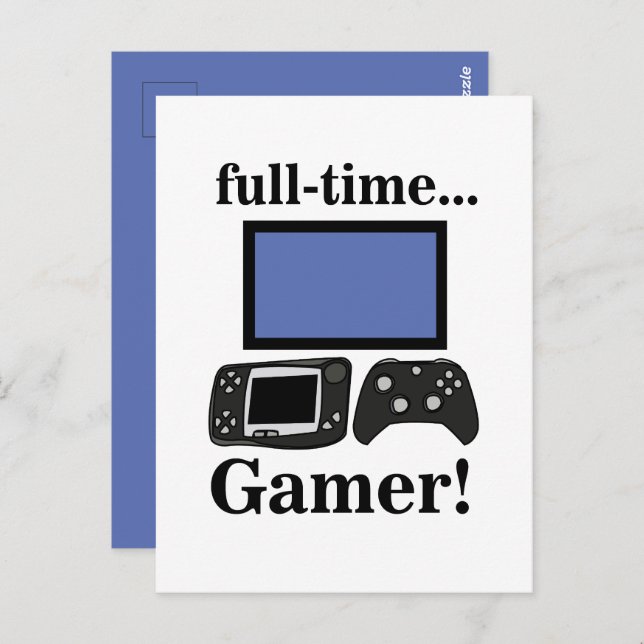 Carte Postale Gaming Gamer Funny (Devant / Derrière)