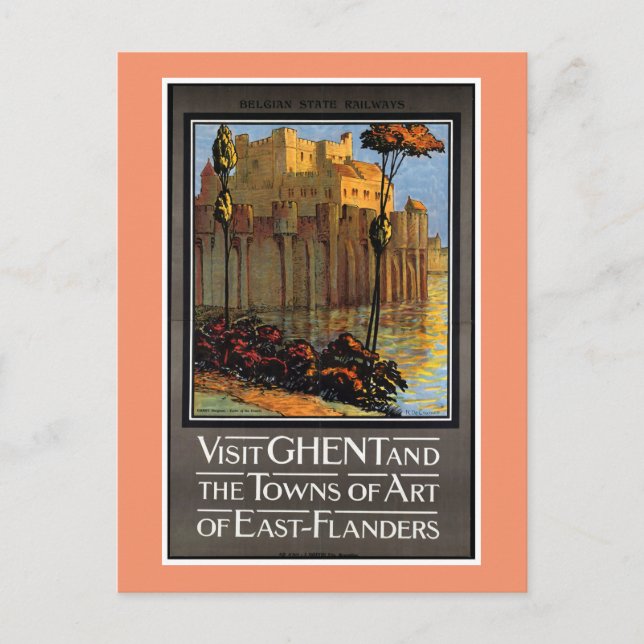 Carte Postale Gand, Belgique, Poster Vintage voyage (Devant)