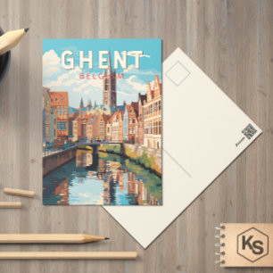 Carte Postale Gand Belgique Travel Art Vintage