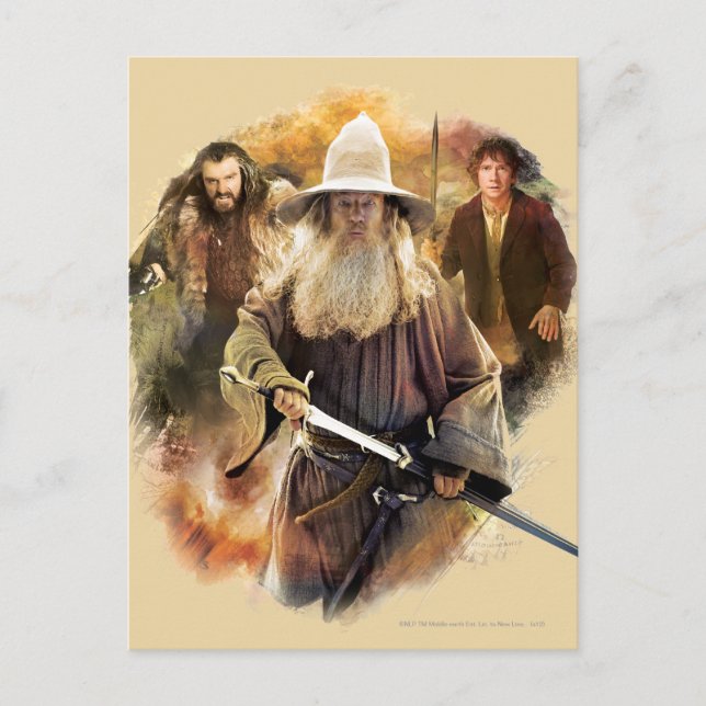 Carte Postale Gandalf, THORIN OAKENSHIELD™, & BILBO BAGGINS™ (Devant)