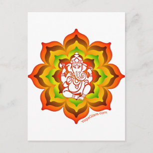 Carte Postale Ganesh à Lotus