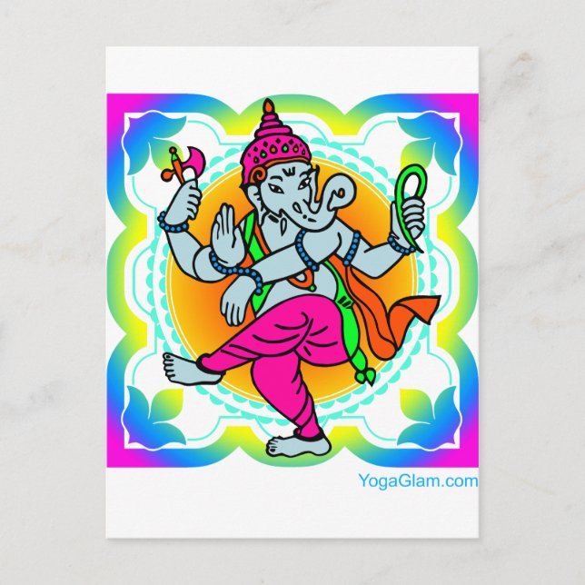 Carte Postale Ganesh dans Rainbow coloré design (Devant)