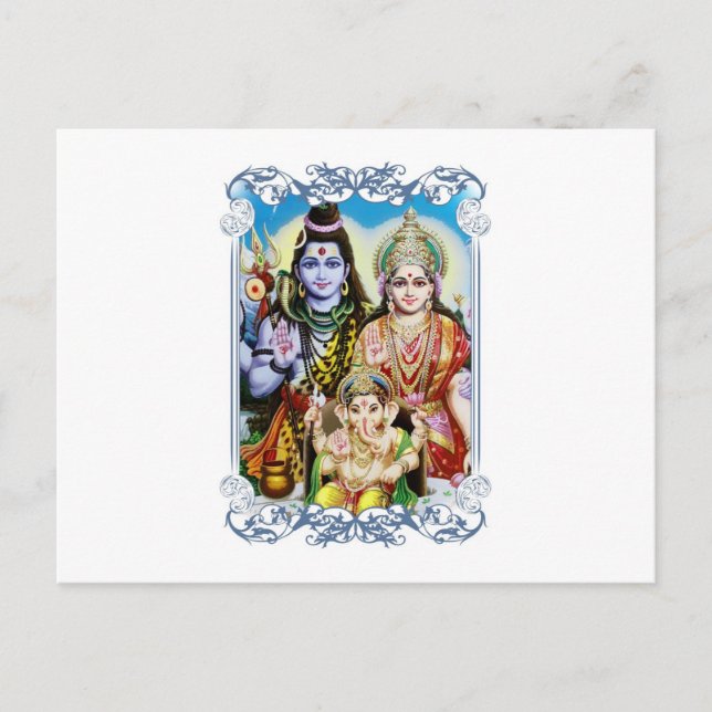 Carte Postale Ganesh, Shiva et Parvati, Lord Ganesha, Durga (Devant)
