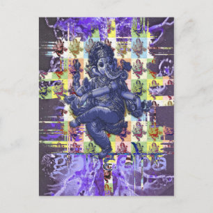 Carte Postale GANESHA éclaboussure de peinture violette