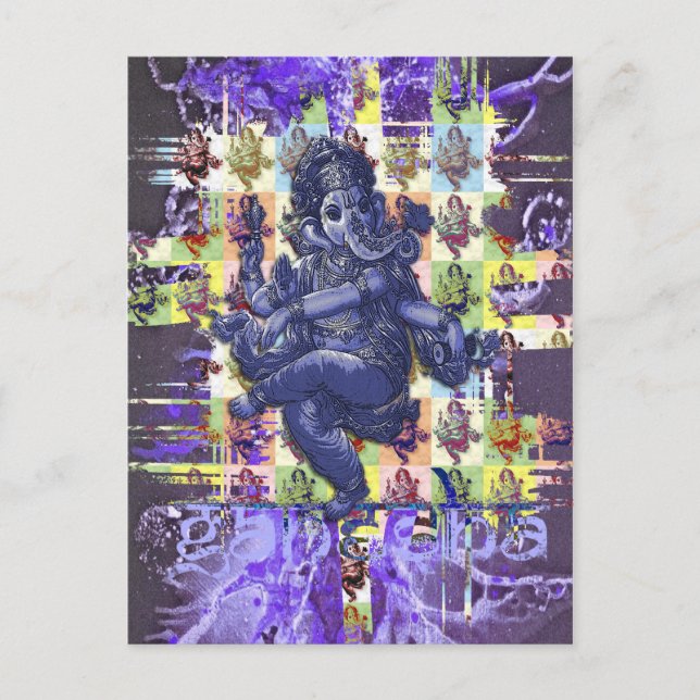 Carte Postale GANESHA | éclaboussure de peinture violette (Devant)