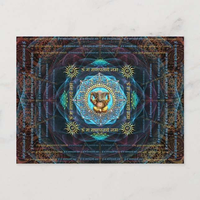 Carte Postale Ganesha - Om Gam Ganapataye Namah (Devant)
