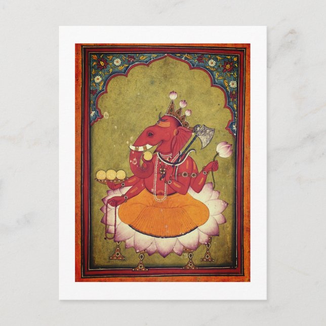 Carte Postale Ganesha sur le point de jeter son lotus (Devant)
