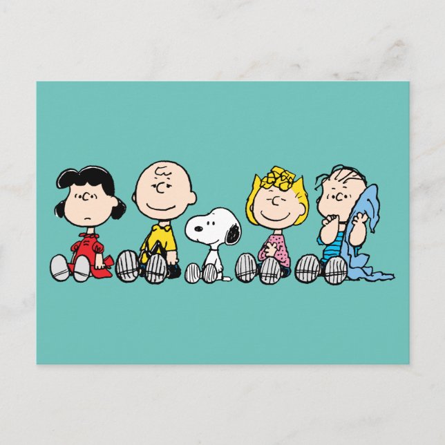 Carte Postale Gang des Peanuts assis ensemble (Devant)