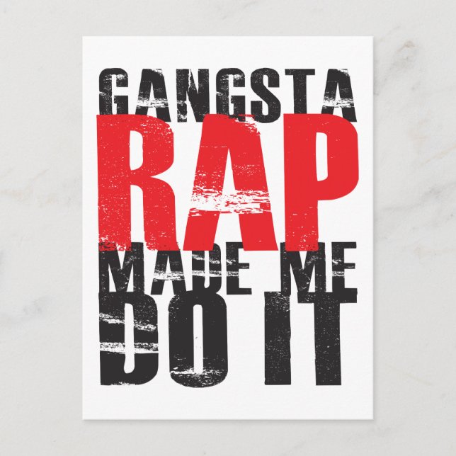 Carte Postale Gangsta Rap M'A Fait Le Faire - noir (Devant)