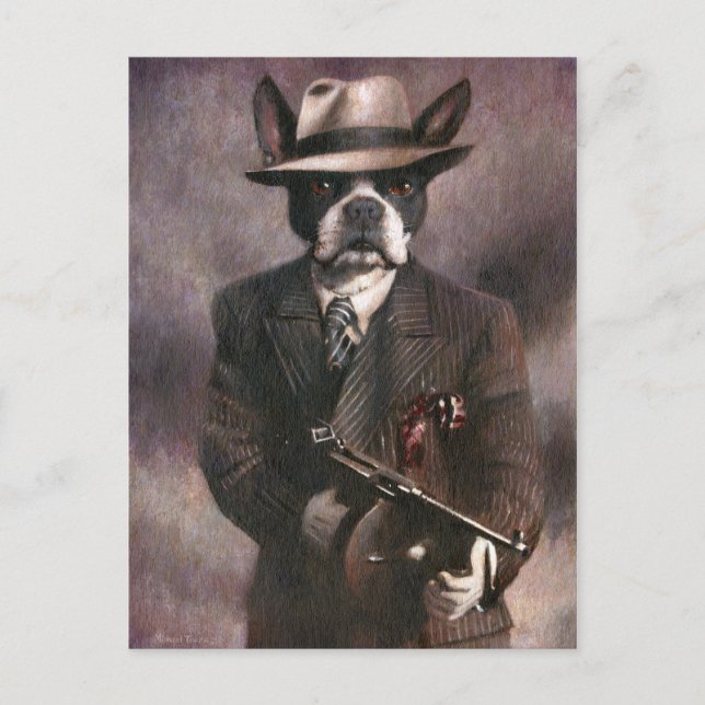 Carte postale Gangster Boston Terrier des années 3 (Devant)