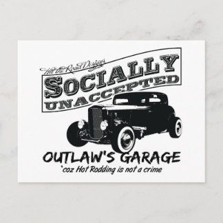 Carte Postale Garage de hors-la-loi. Hot Rods socialement inacce