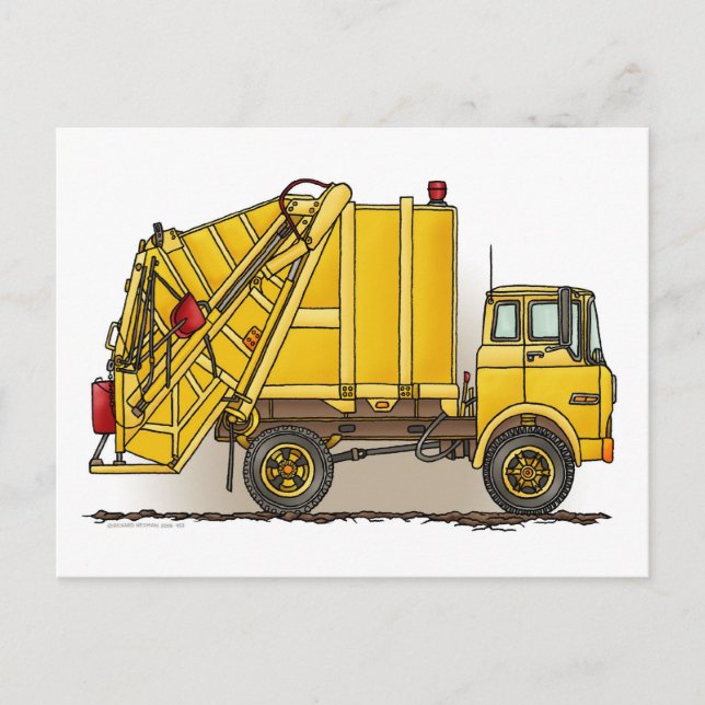 Carte Postale Garbage Truck 2 Construction Post card (Devant)